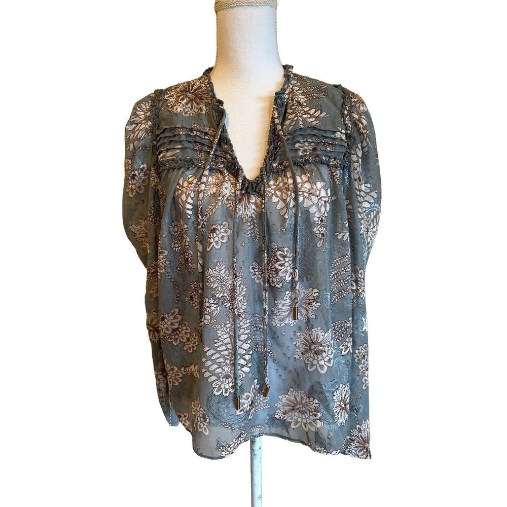NWT Bishop + Young Women's S Anthropology Sydney Blouse Boho Peasant Sheer